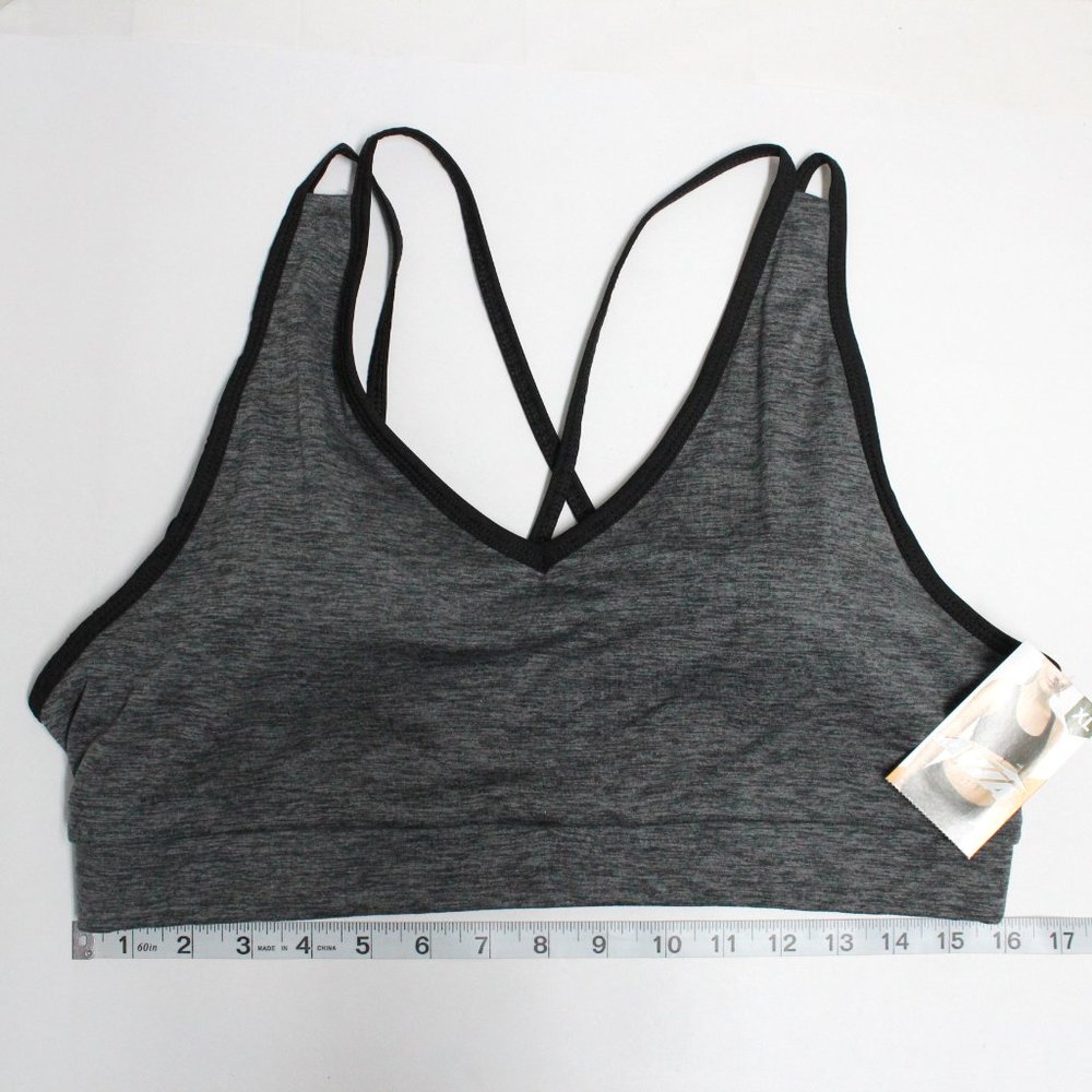 Women's Charcoal Heather (Gray) and Black Pullover Avia Core Sports Bra Size XL - Picture 6 of 9